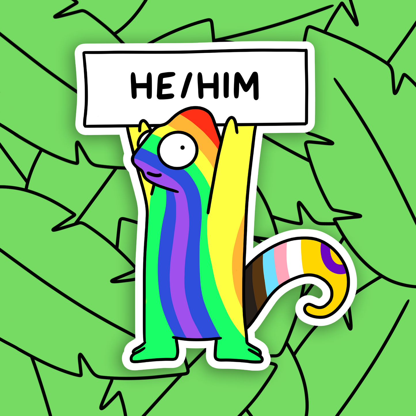 Queer Chameleon Pronoun Sticker