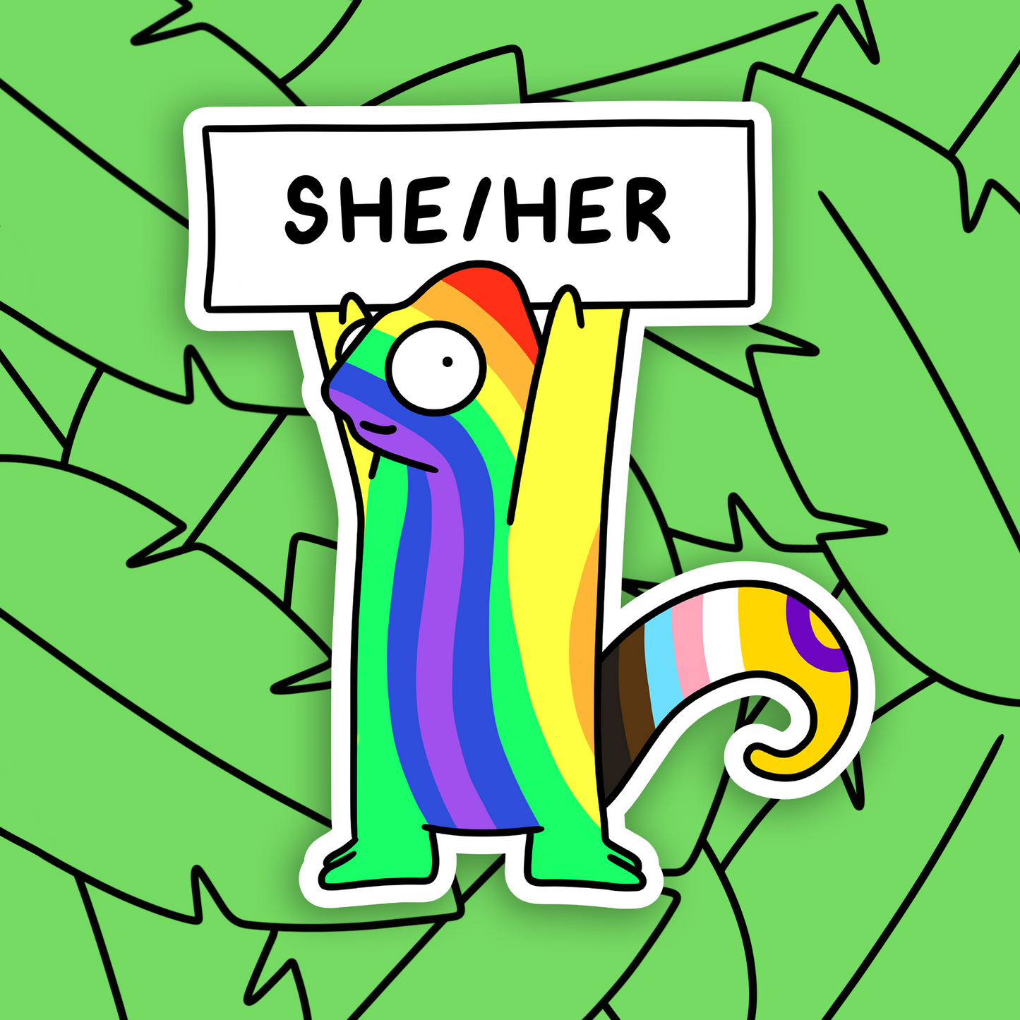 Queer Chameleon Pronoun Sticker