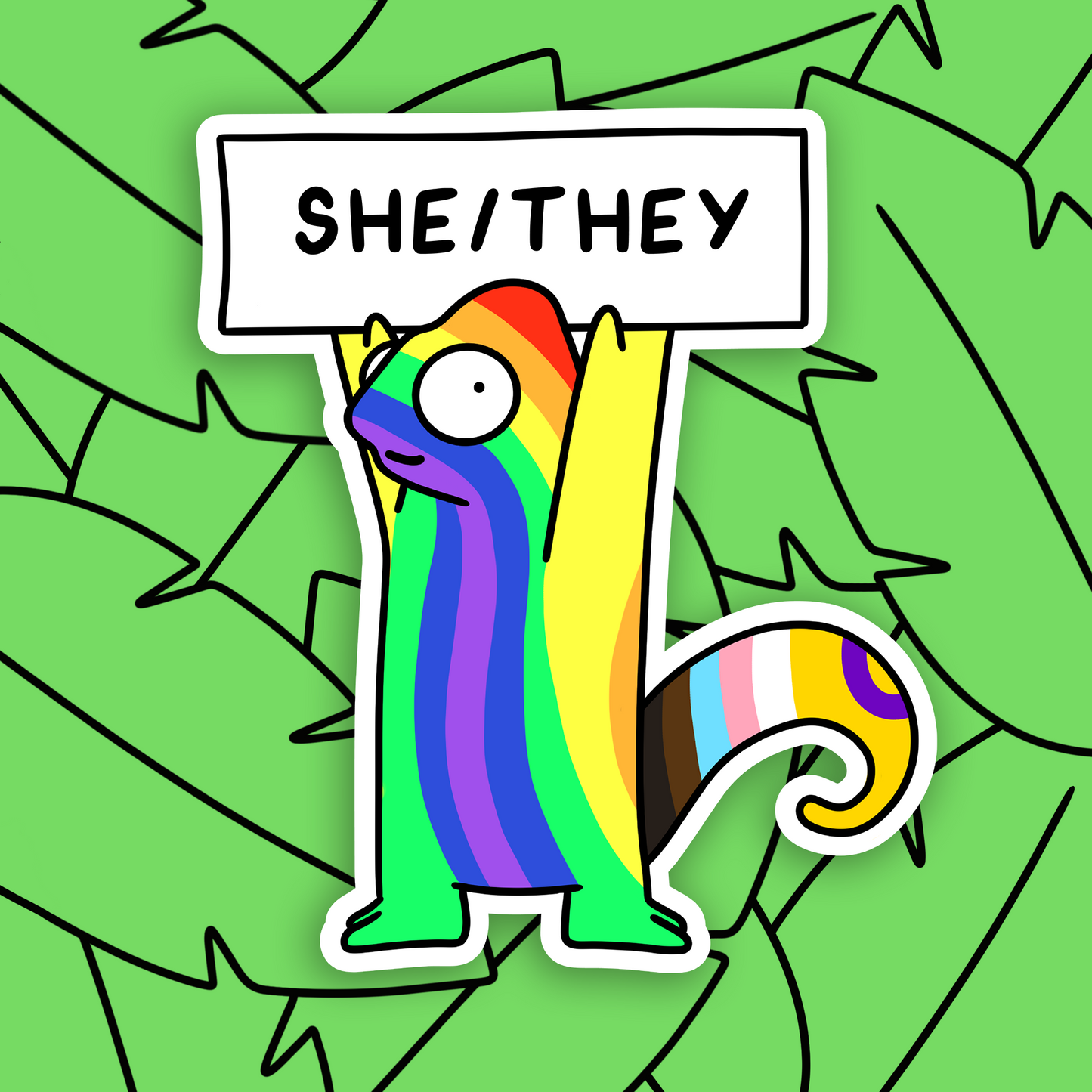 Queer Chameleon Pronoun Sticker