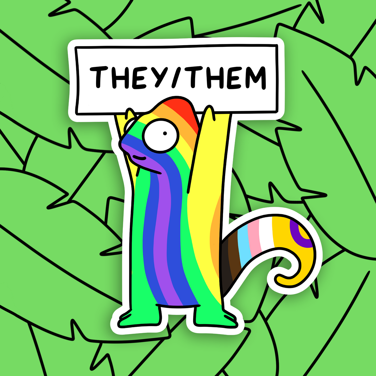 Queer Chameleon Pronoun Sticker